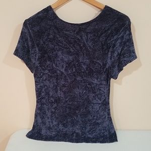 Vintage Chinille T Shirt Sweater Blue L Runs Small